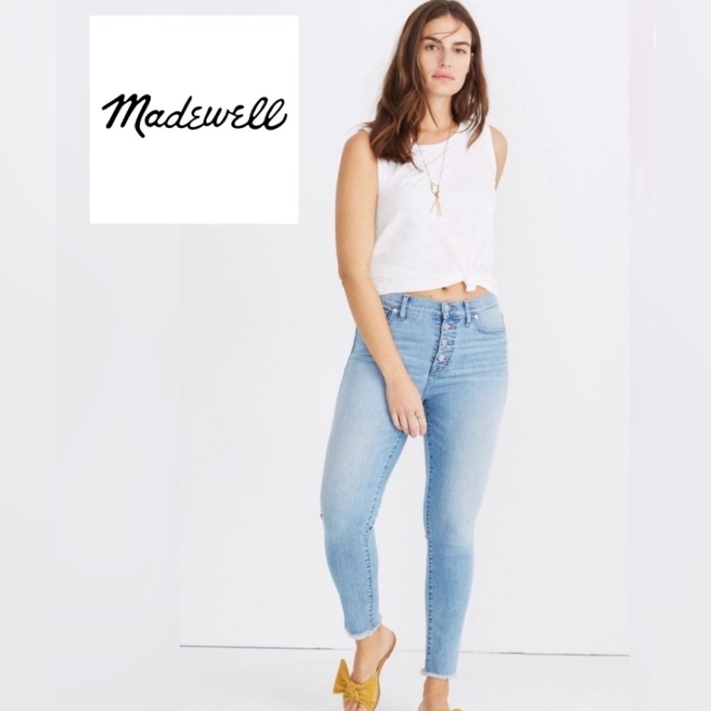 Madewell High-Rise Skinny Crop Undone Light Wash Jeans Size 28